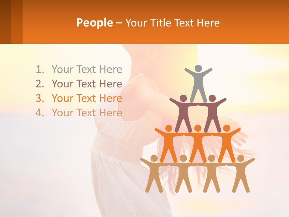 A Woman Standing On The Beach With Her Arms Outstretched PowerPoint Template