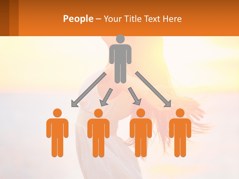 A Woman Standing On The Beach With Her Arms Outstretched PowerPoint Template