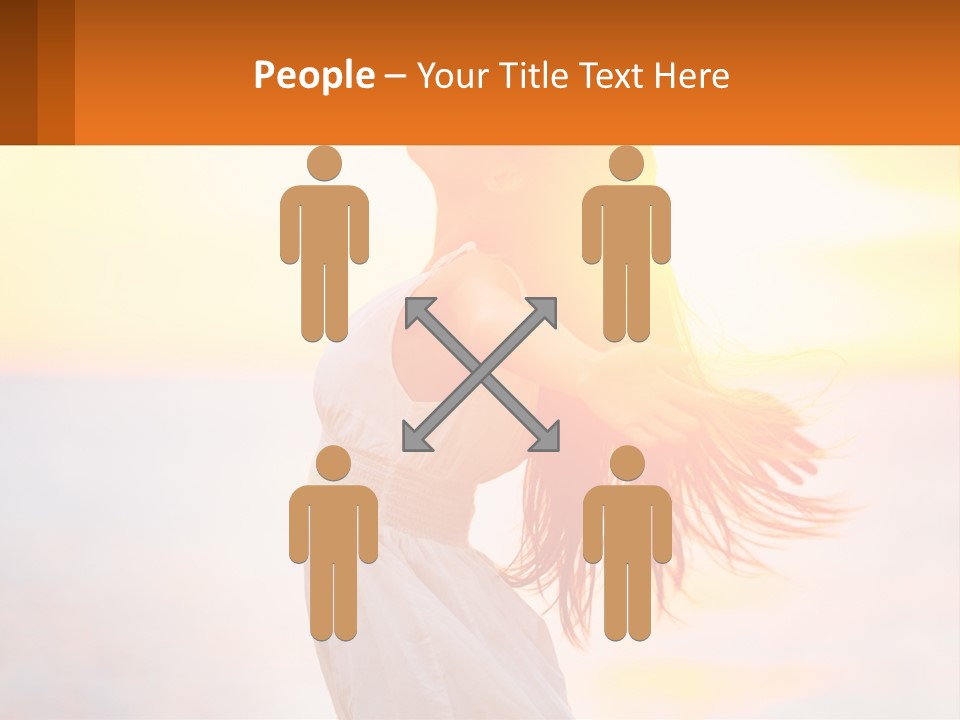 A Woman Standing On The Beach With Her Arms Outstretched PowerPoint Template