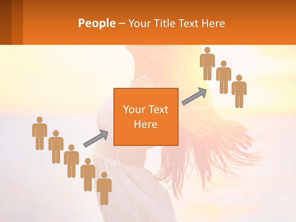 A Woman Standing On The Beach With Her Arms Outstretched PowerPoint Template