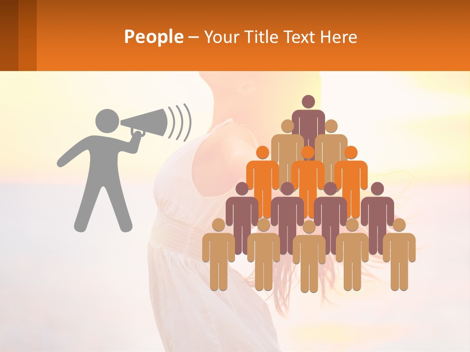 A Woman Standing On The Beach With Her Arms Outstretched PowerPoint Template