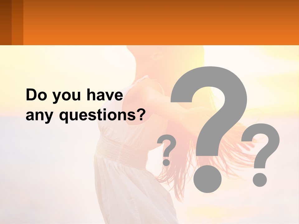 A Woman Standing On The Beach With Her Arms Outstretched PowerPoint Template