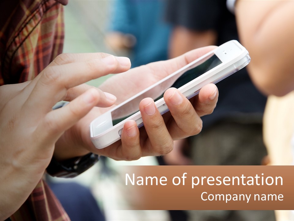 A Person Holding A Cell Phone In Their Hands PowerPoint Template