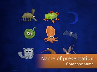 A Group Of Different Types Of Animals On A Blue Background PowerPoint Template