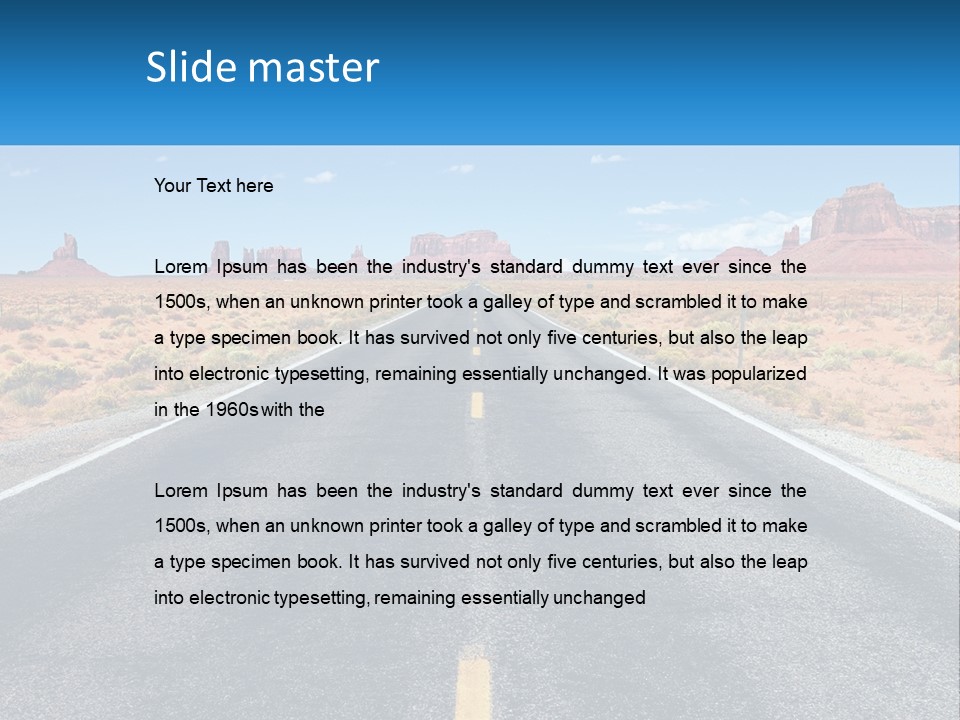 An Empty Road With A Blue Sky And Mountains In The Background PowerPoint Template