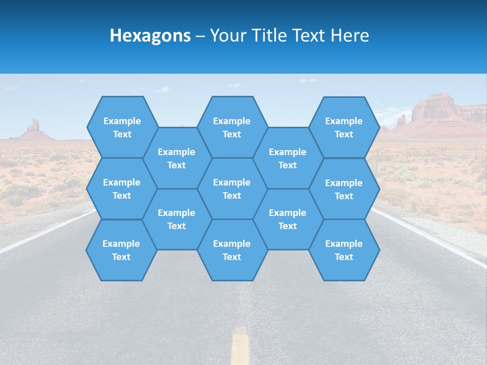 An Empty Road With A Blue Sky And Mountains In The Background PowerPoint Template