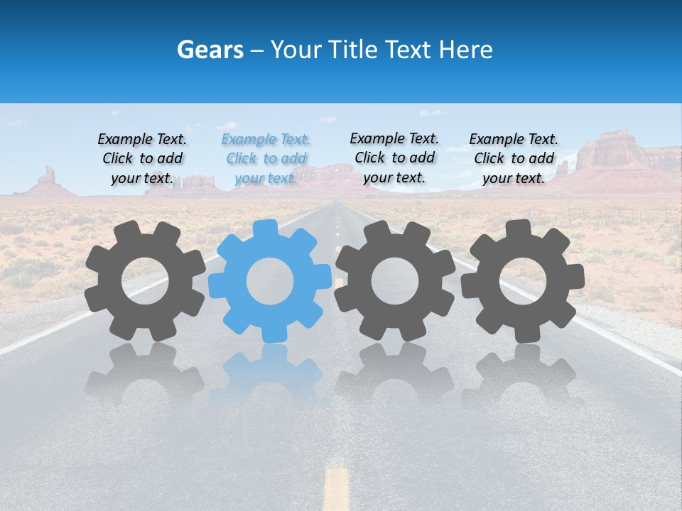 An Empty Road With A Blue Sky And Mountains In The Background PowerPoint Template