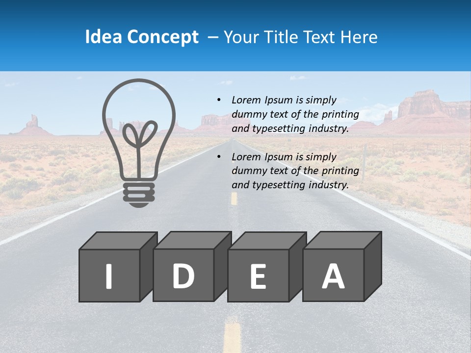 An Empty Road With A Blue Sky And Mountains In The Background PowerPoint Template