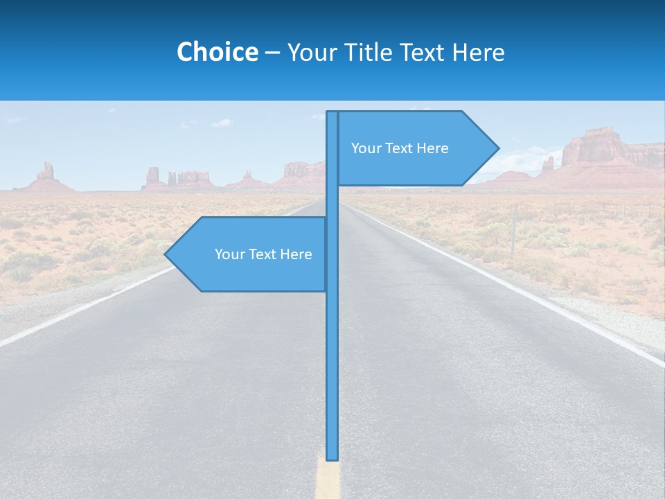 An Empty Road With A Blue Sky And Mountains In The Background PowerPoint Template