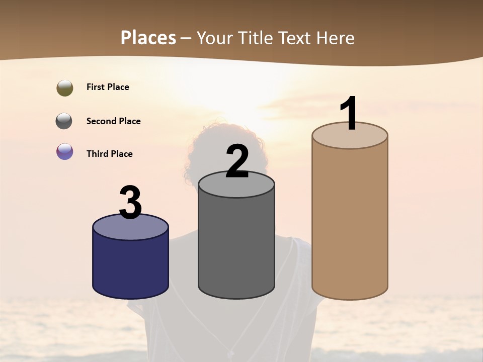 A Woman Sitting On The Beach At Sunset Powerpoint Template PowerPoint Template