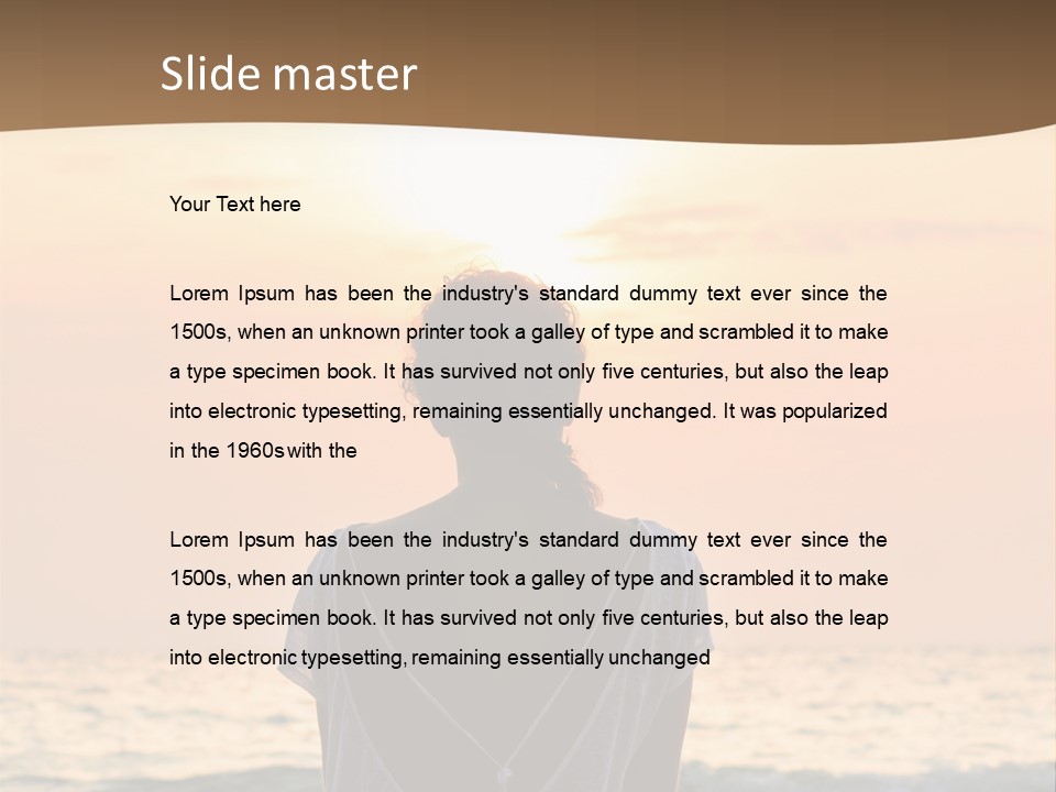 A Woman Sitting On The Beach At Sunset Powerpoint Template PowerPoint Template