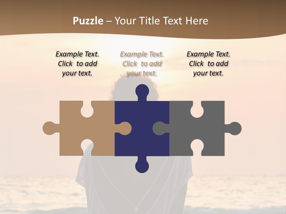 A Woman Sitting On The Beach At Sunset Powerpoint Template PowerPoint Template