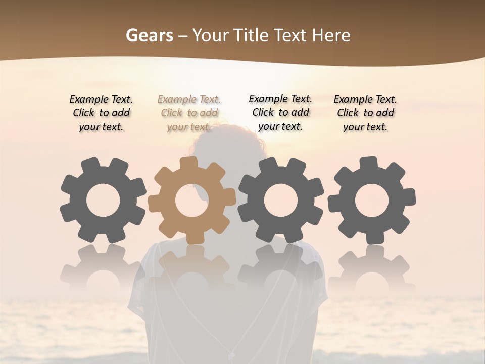 A Woman Sitting On The Beach At Sunset Powerpoint Template PowerPoint Template