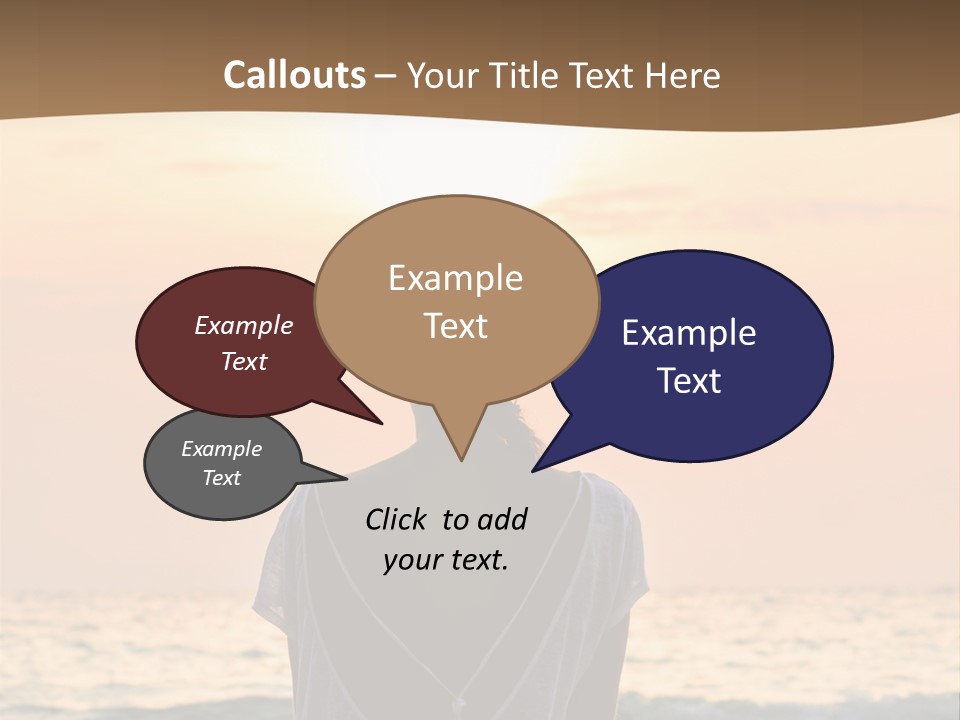 A Woman Sitting On The Beach At Sunset Powerpoint Template PowerPoint Template