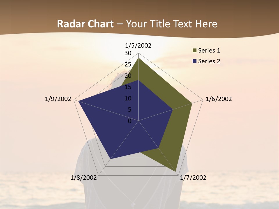 A Woman Sitting On The Beach At Sunset Powerpoint Template PowerPoint Template