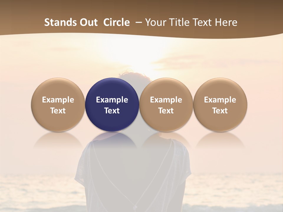 A Woman Sitting On The Beach At Sunset Powerpoint Template PowerPoint Template