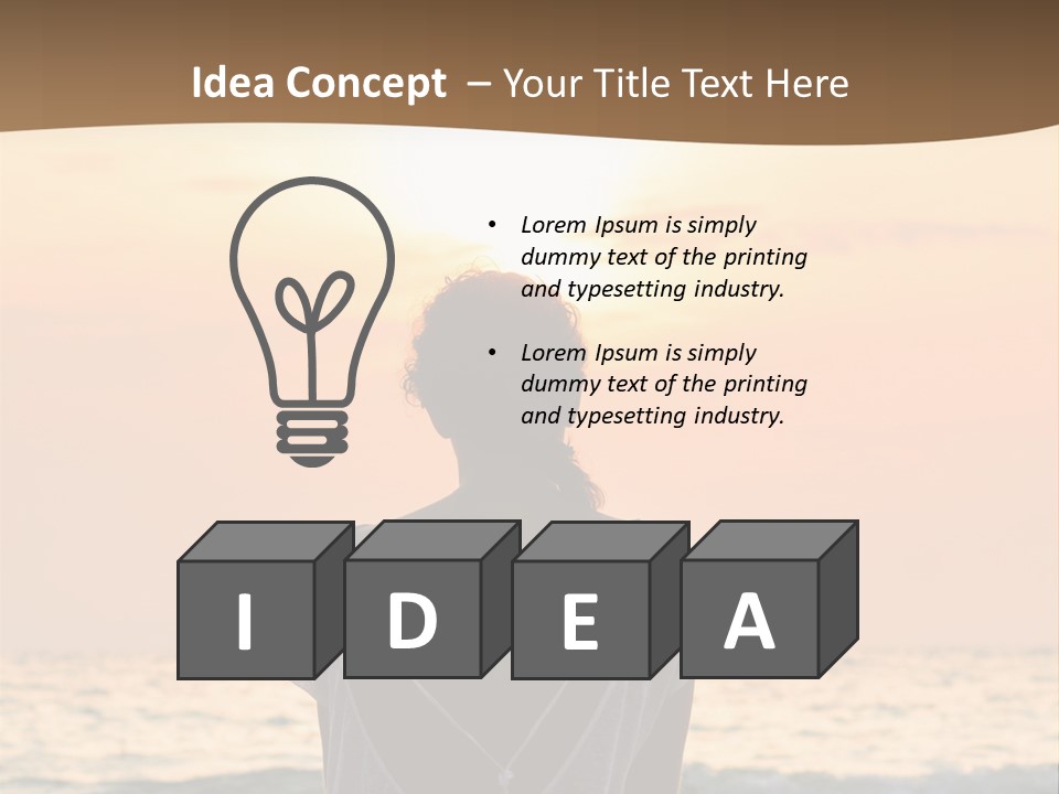 A Woman Sitting On The Beach At Sunset Powerpoint Template PowerPoint Template