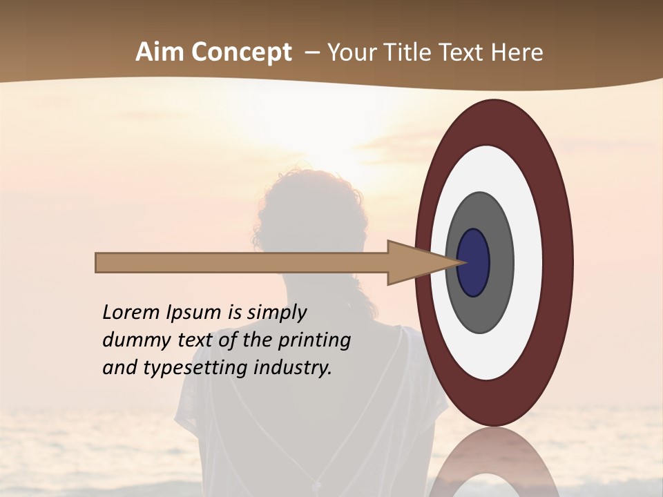 A Woman Sitting On The Beach At Sunset Powerpoint Template PowerPoint Template