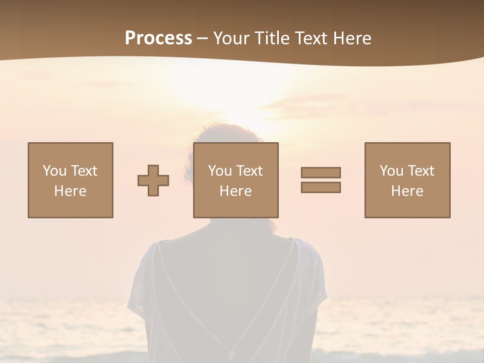 A Woman Sitting On The Beach At Sunset Powerpoint Template PowerPoint Template