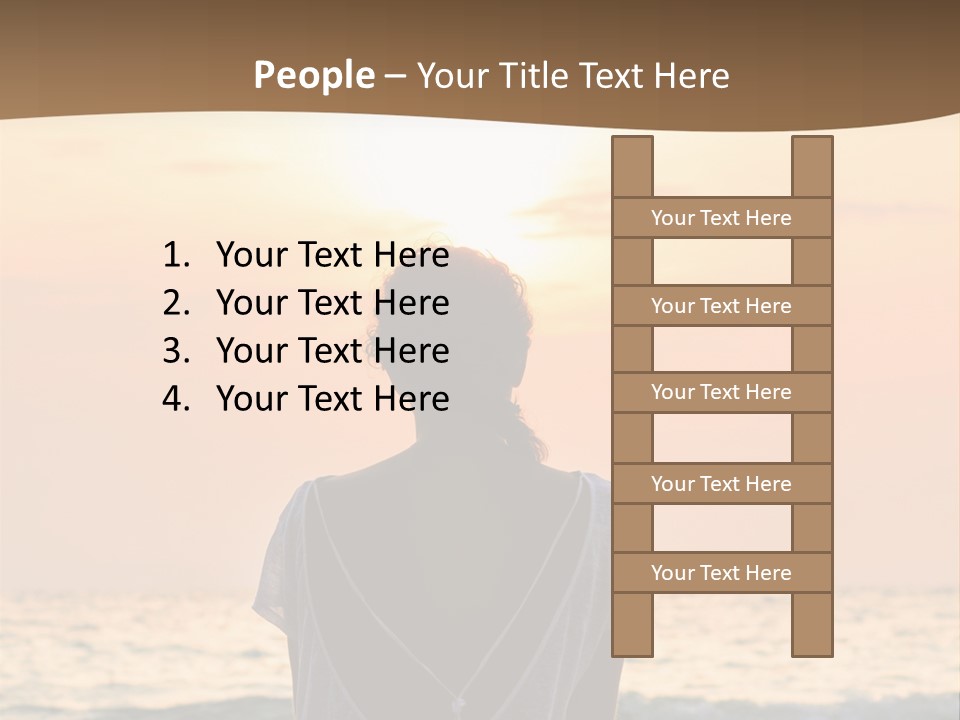 A Woman Sitting On The Beach At Sunset Powerpoint Template PowerPoint Template