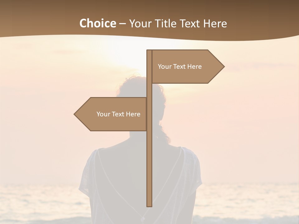A Woman Sitting On The Beach At Sunset Powerpoint Template PowerPoint Template