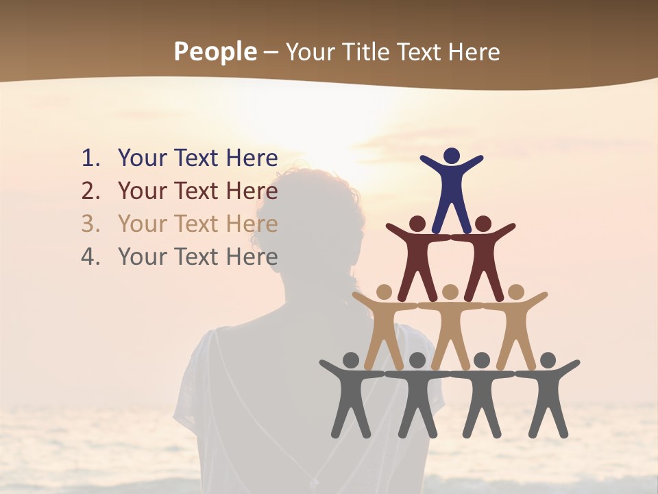 A Woman Sitting On The Beach At Sunset Powerpoint Template PowerPoint Template