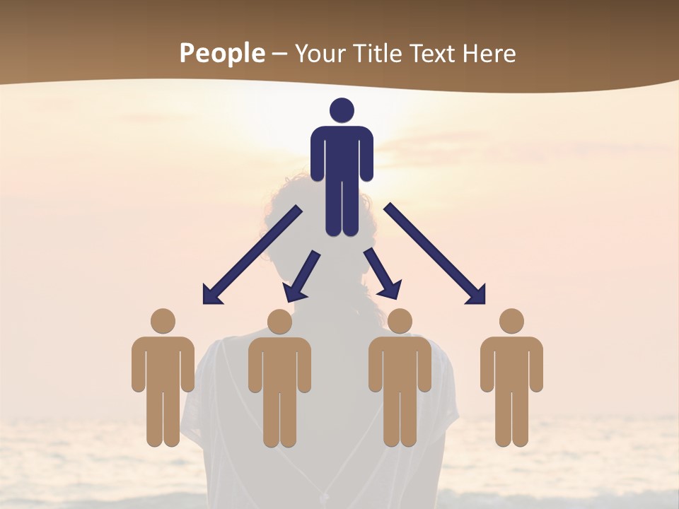 A Woman Sitting On The Beach At Sunset Powerpoint Template PowerPoint Template