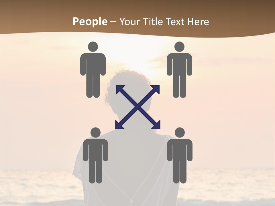 A Woman Sitting On The Beach At Sunset Powerpoint Template PowerPoint Template