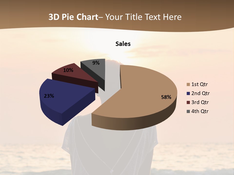 A Woman Sitting On The Beach At Sunset Powerpoint Template PowerPoint Template