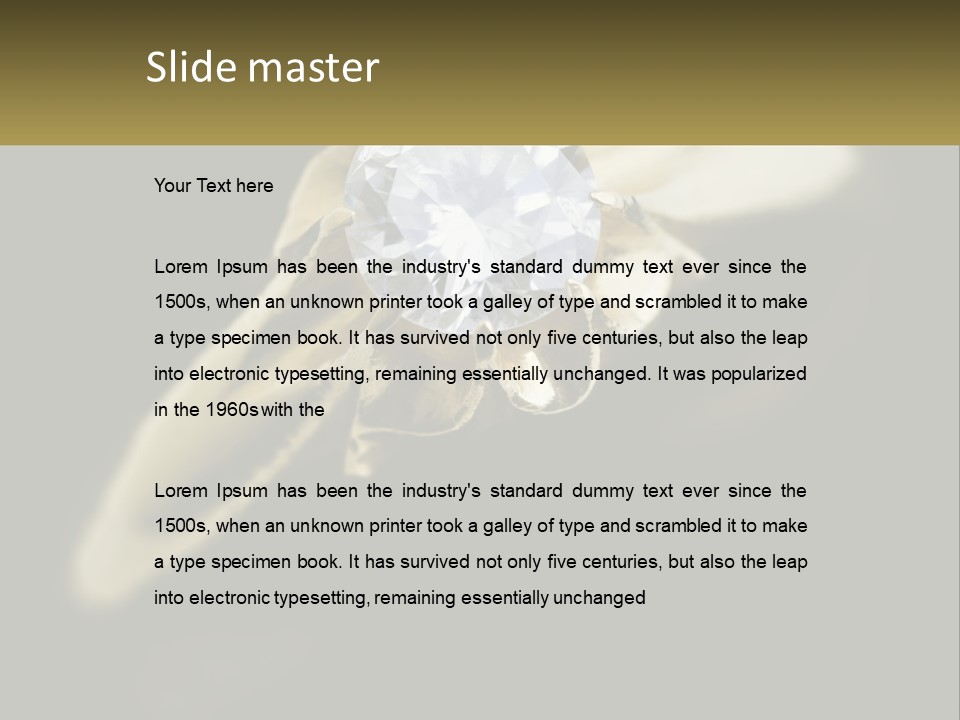 A Gold Ring With A White Diamond On It PowerPoint Template