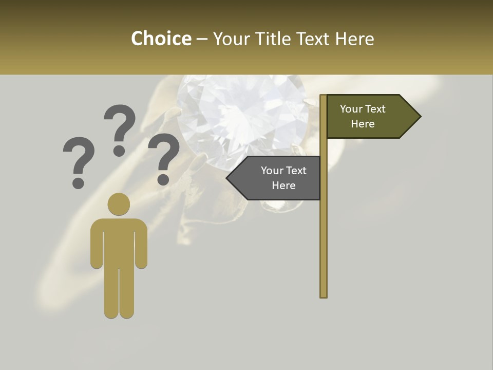 A Gold Ring With A White Diamond On It PowerPoint Template