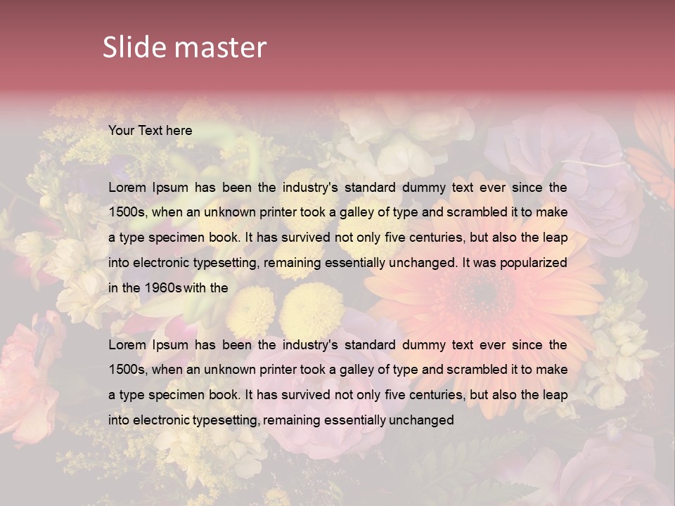 A Bouquet Of Flowers With A Butterfly On Top Of It PowerPoint Template