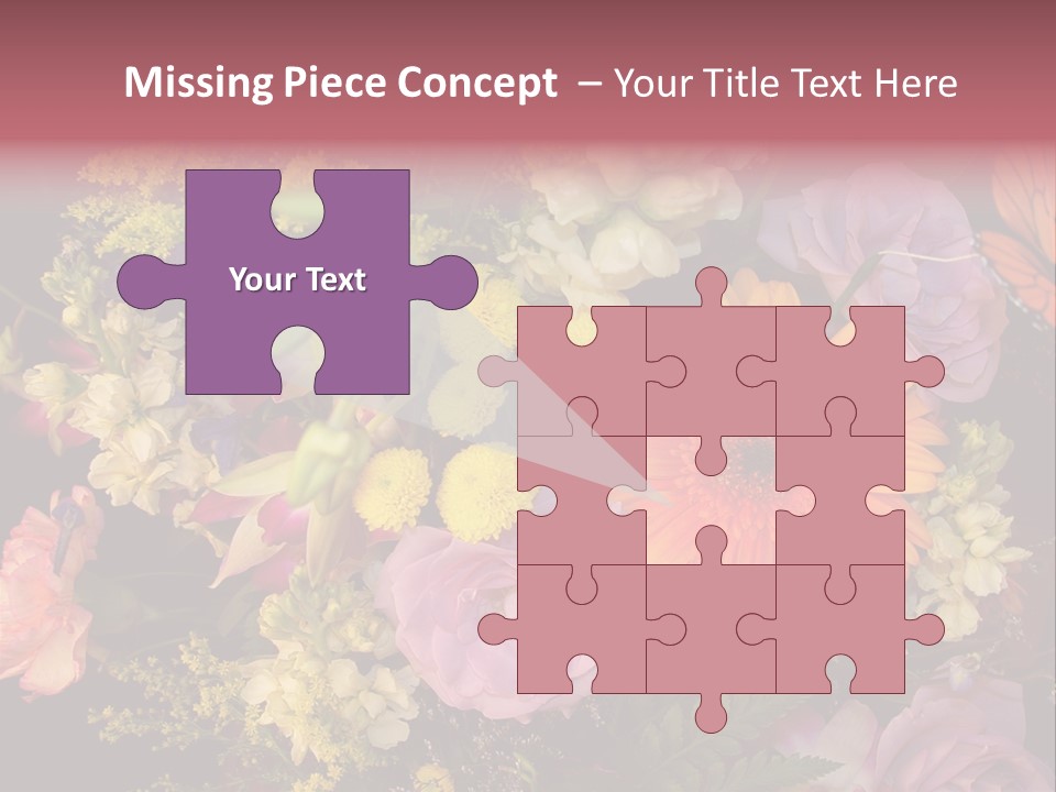 A Bouquet Of Flowers With A Butterfly On Top Of It PowerPoint Template