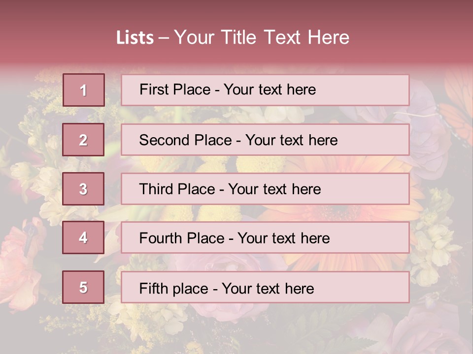 A Bouquet Of Flowers With A Butterfly On Top Of It PowerPoint Template