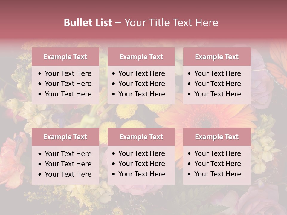 A Bouquet Of Flowers With A Butterfly On Top Of It PowerPoint Template