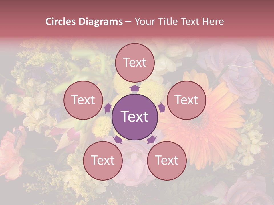 A Bouquet Of Flowers With A Butterfly On Top Of It PowerPoint Template