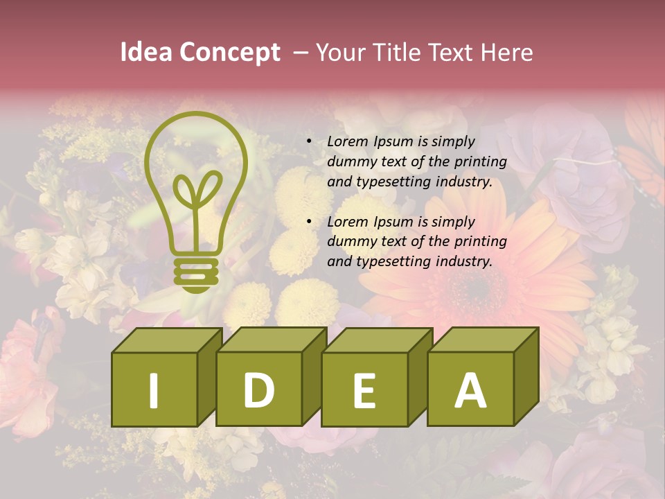 A Bouquet Of Flowers With A Butterfly On Top Of It PowerPoint Template