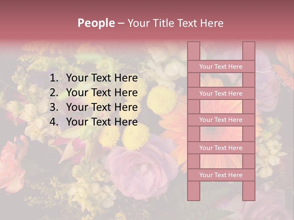 A Bouquet Of Flowers With A Butterfly On Top Of It PowerPoint Template