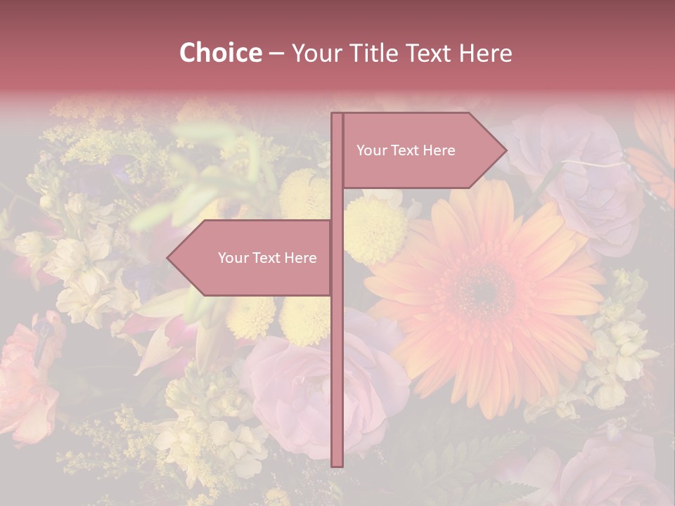 A Bouquet Of Flowers With A Butterfly On Top Of It PowerPoint Template