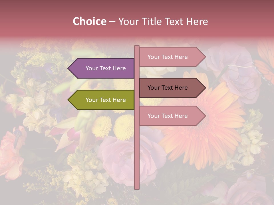 A Bouquet Of Flowers With A Butterfly On Top Of It PowerPoint Template