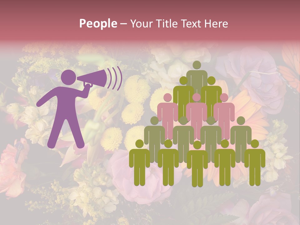 A Bouquet Of Flowers With A Butterfly On Top Of It PowerPoint Template