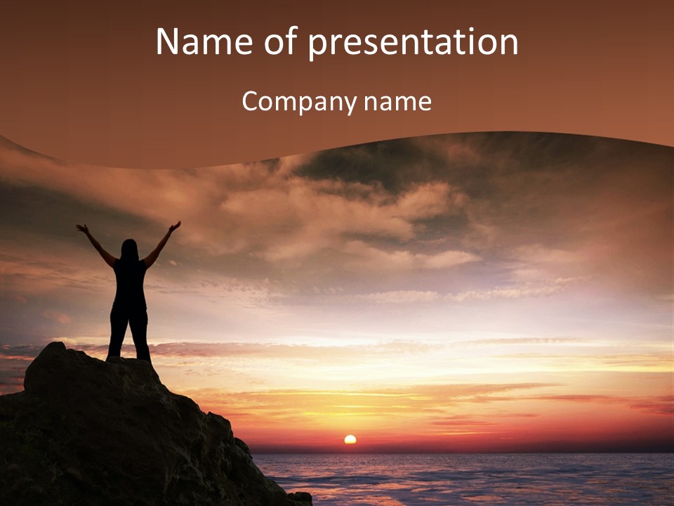 A Person Standing On Top Of A Rock Near The Ocean PowerPoint Template