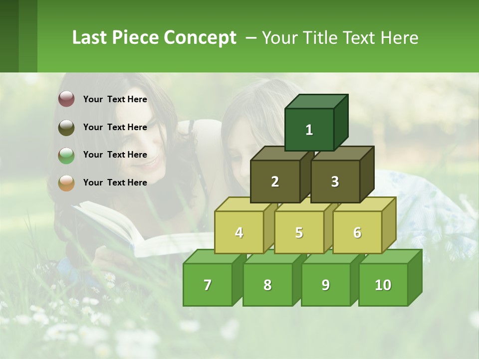 A Mother And Daughter Laying In The Grass Reading A Book PowerPoint Template