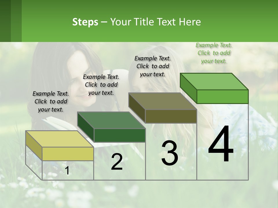 A Mother And Daughter Laying In The Grass Reading A Book PowerPoint Template