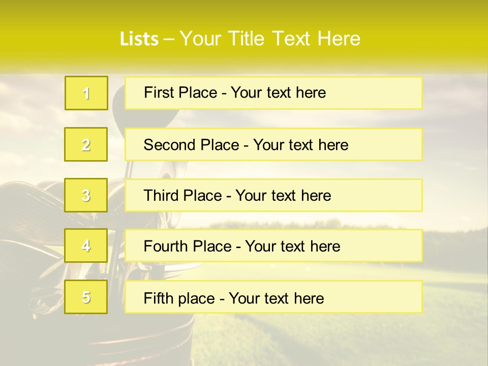 A Group Of Golf Clubs Sitting In A Bucket PowerPoint Template