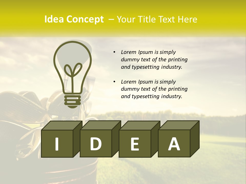 A Group Of Golf Clubs Sitting In A Bucket PowerPoint Template