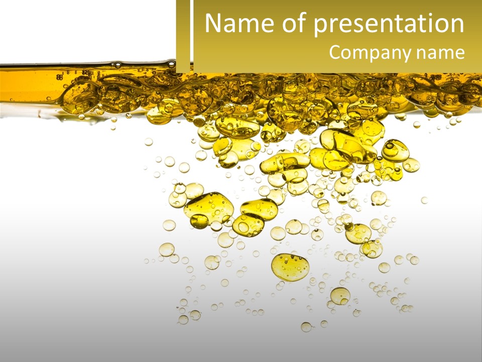 A Bottle Filled With Yellow Liquid Next To A White Background PowerPoint Template