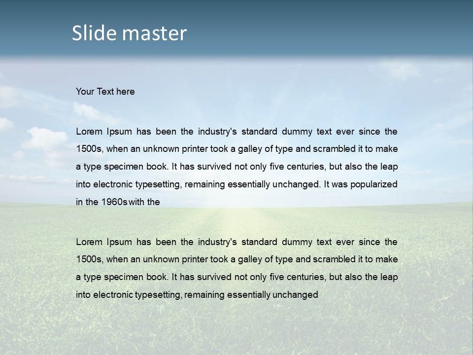 A Green Field With A Bright Blue Sky In The Background PowerPoint Template