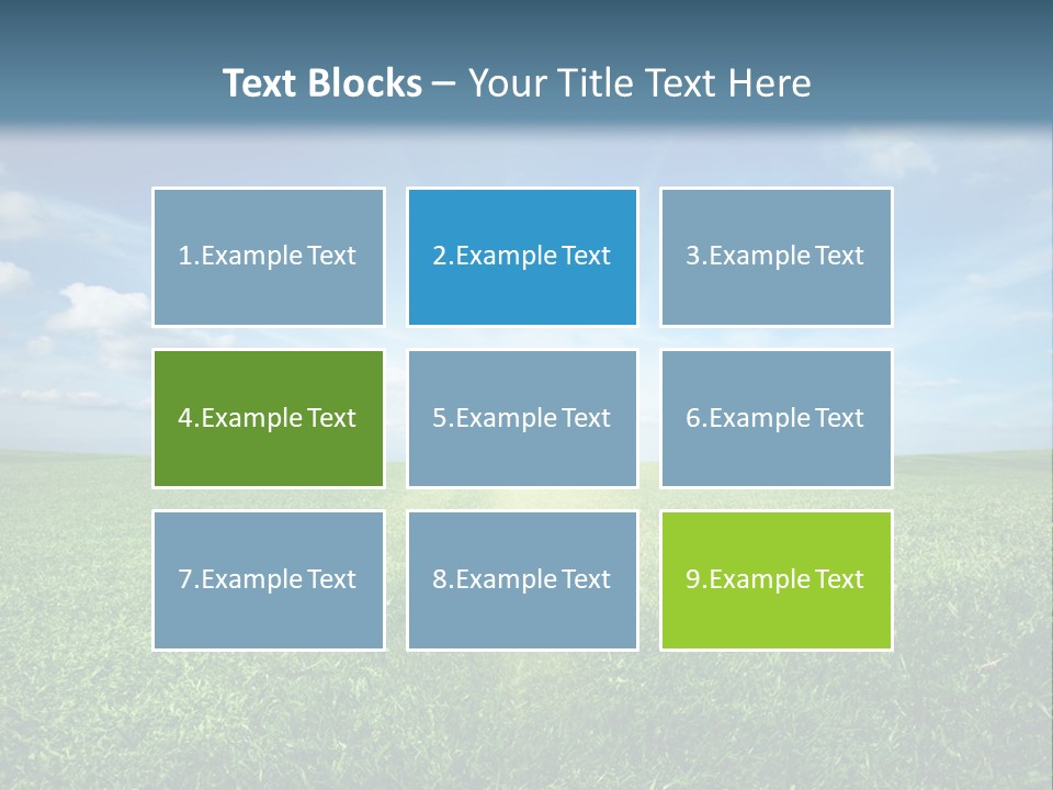 A Green Field With A Bright Blue Sky In The Background PowerPoint Template