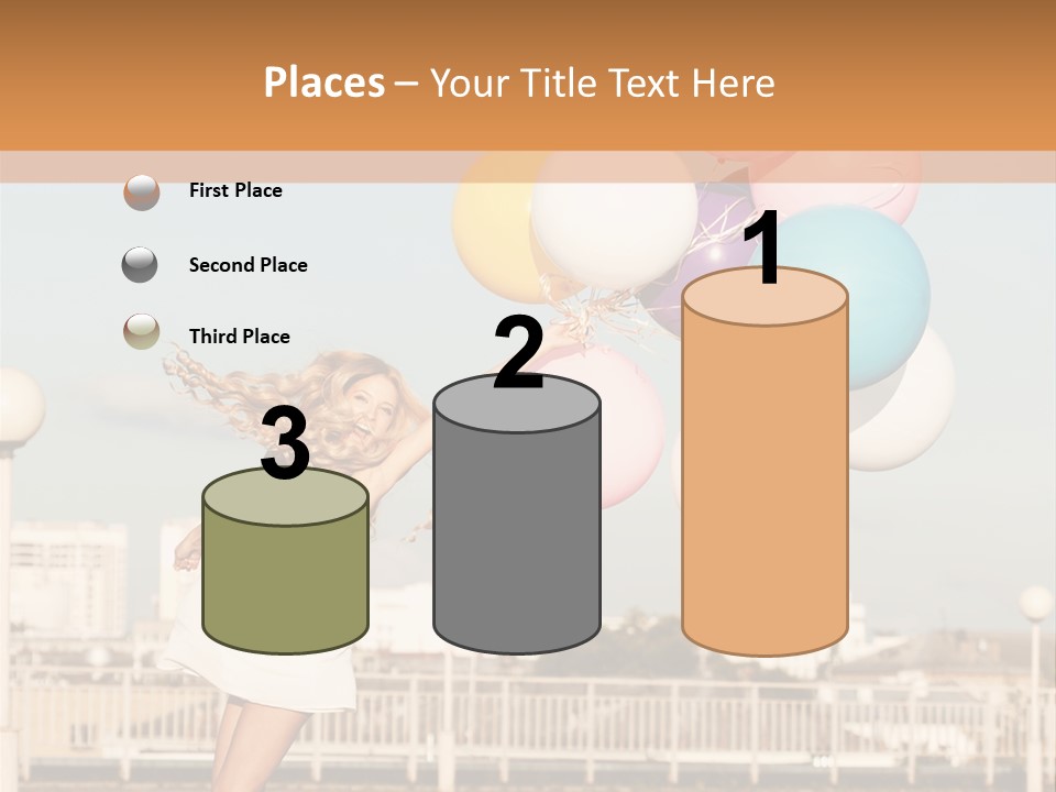 A Woman Holding A Bunch Of Balloons In Her Hand PowerPoint Template